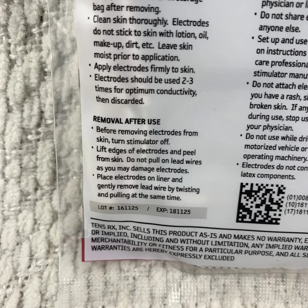 TENS Rx Self-Adhering Universal 2x2 Inch‎ 10-packs (4 per pack) = 40 Electrodes